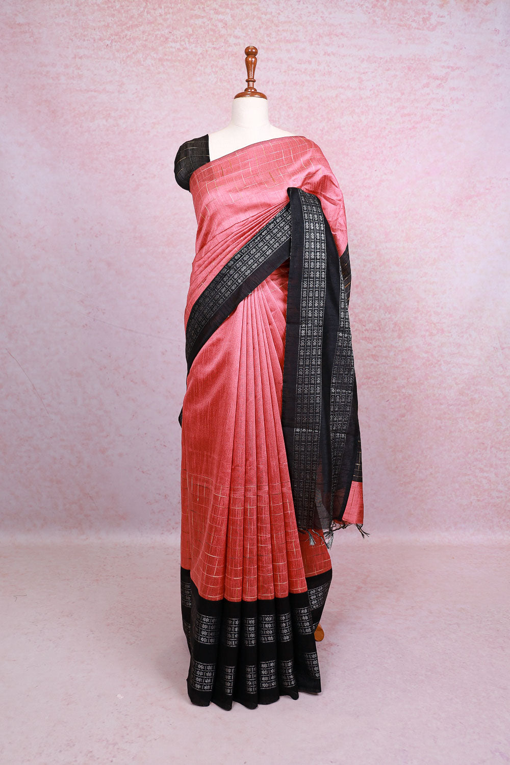 Peach Semi Jute Saree - Seematti