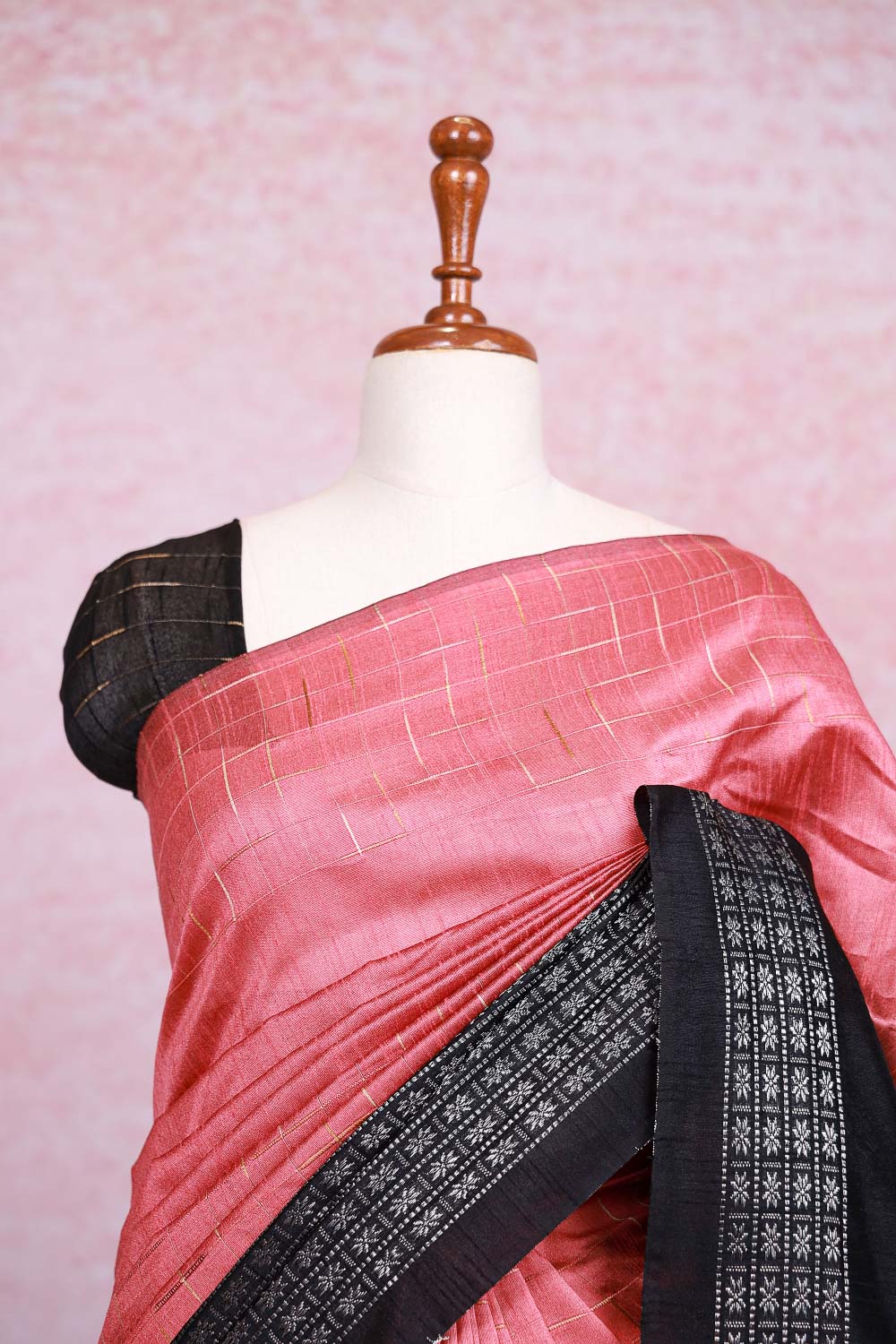 Peach Semi Jute Saree - Seematti