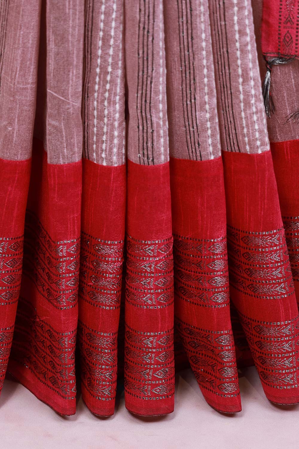 Dusty Rose Semi Jute Saree - Seematti