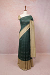 Dark Green Semi Jute Saree