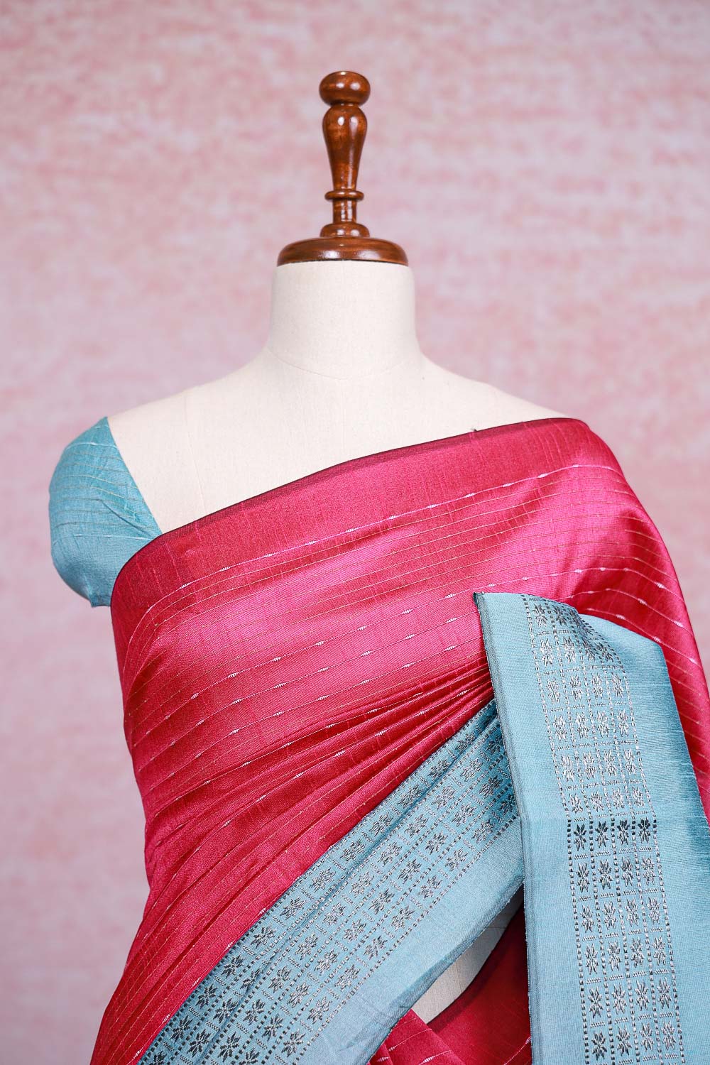 Pink Semi Jute Saree - Seematti