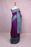 Purple Semi Jute Saree - Seematti