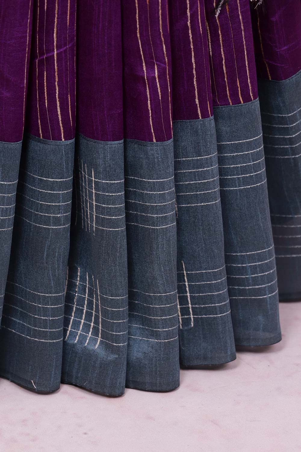 Purple Semi Jute Saree - Seematti