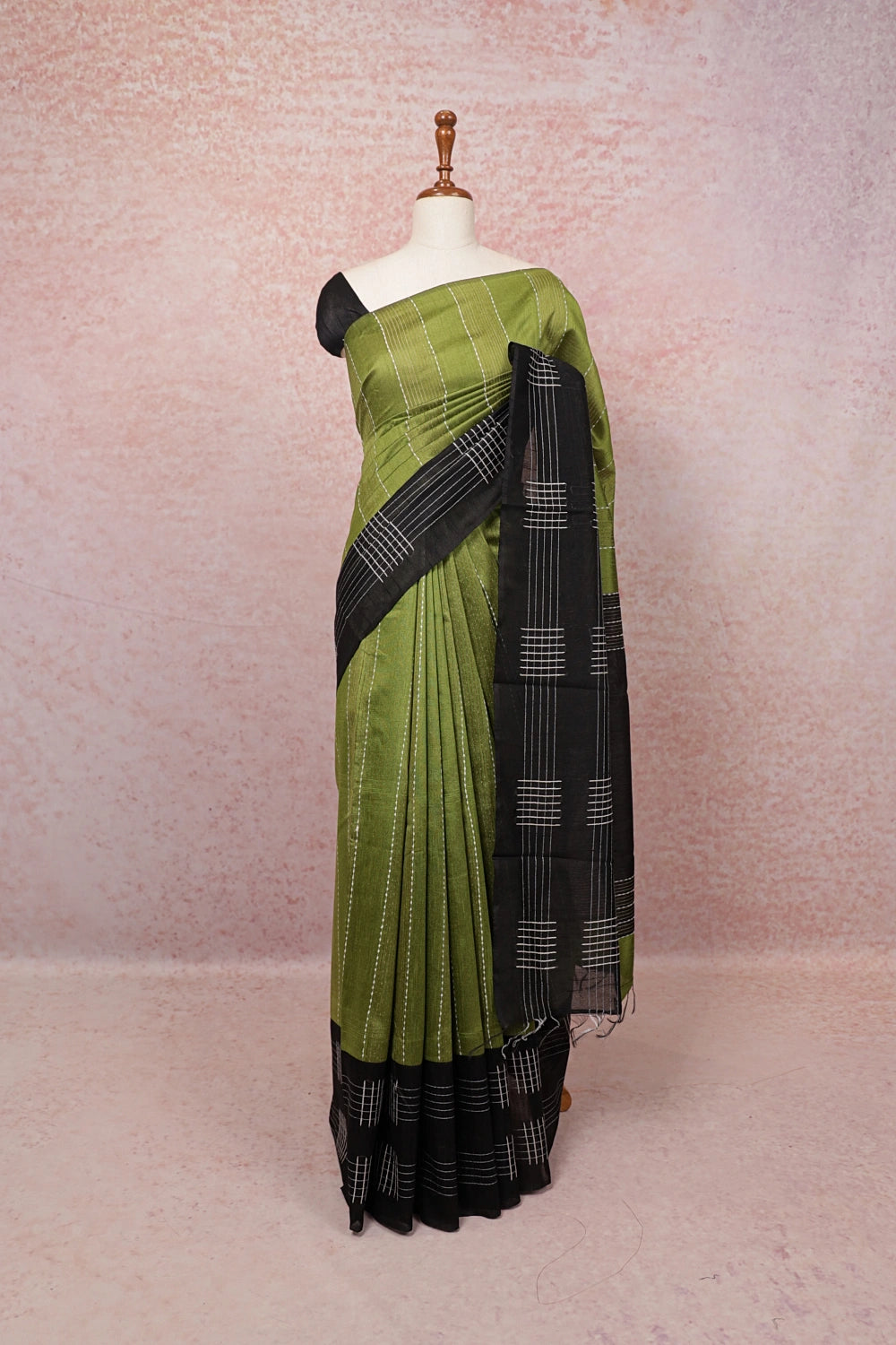 Moss Green Semi Jute Saree