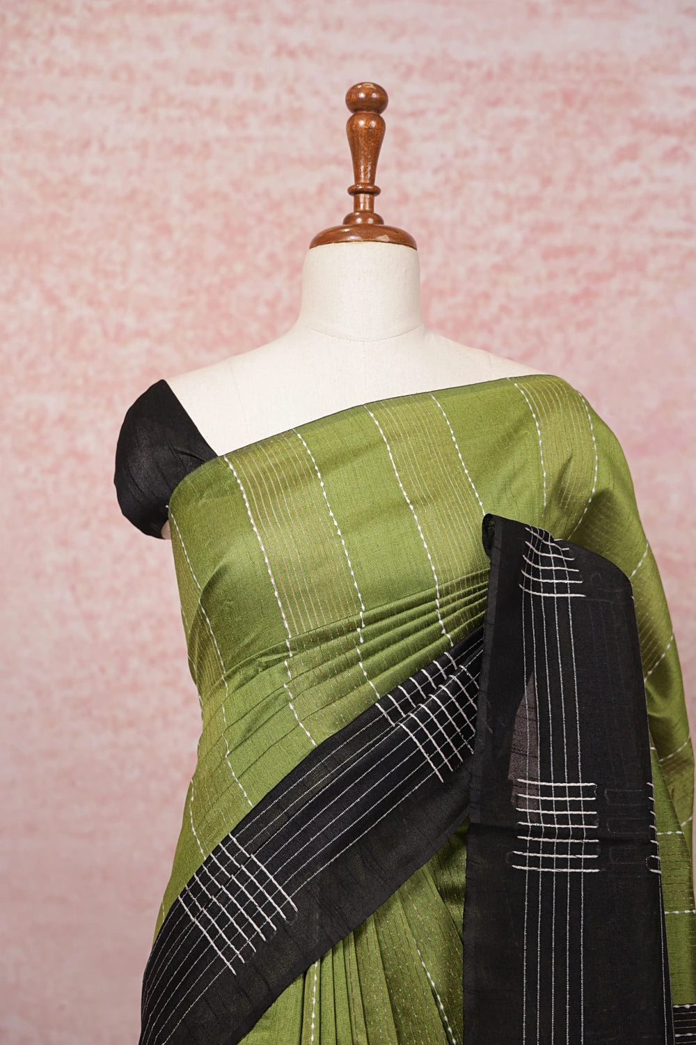 Moss Green Semi Jute Saree