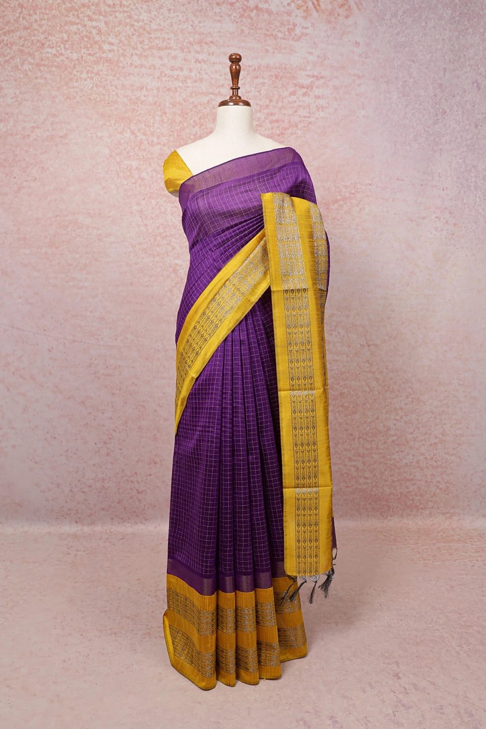 Violet Semi Jute Saree