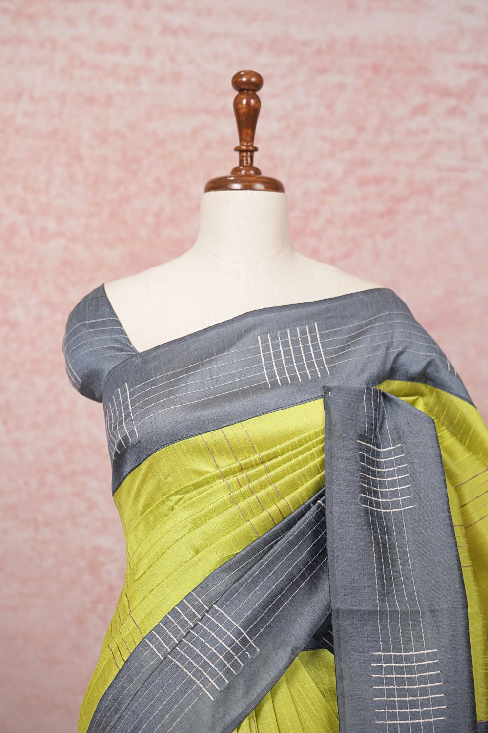 Lemon Green Semi Jute Saree