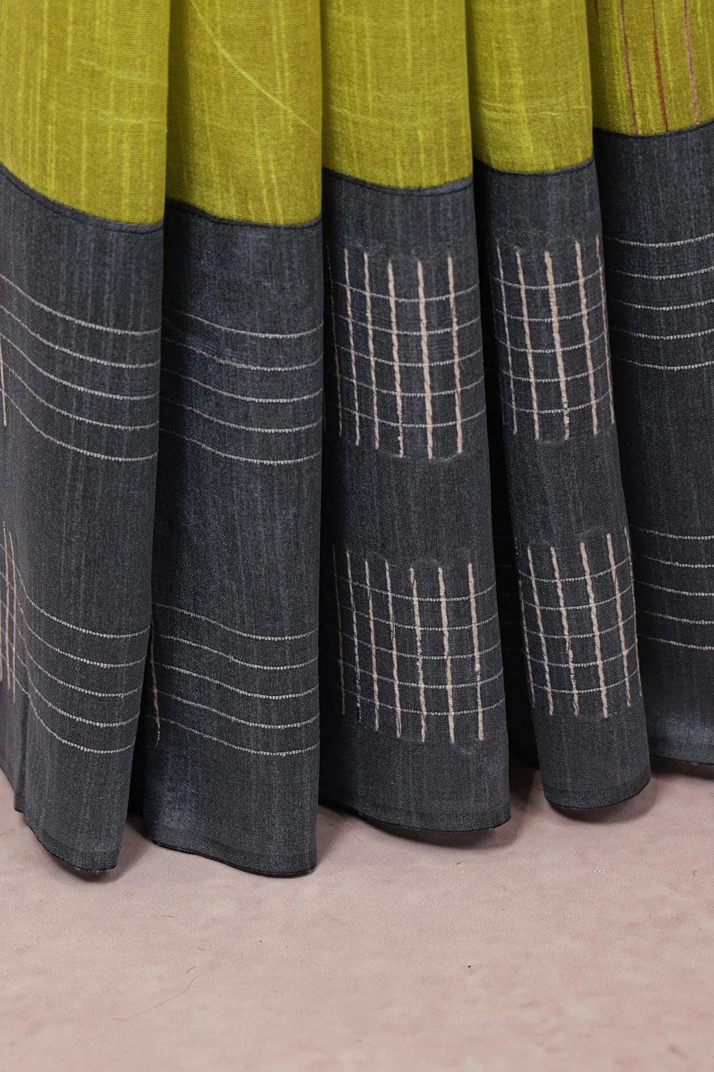 Lemon Green Semi Jute Saree