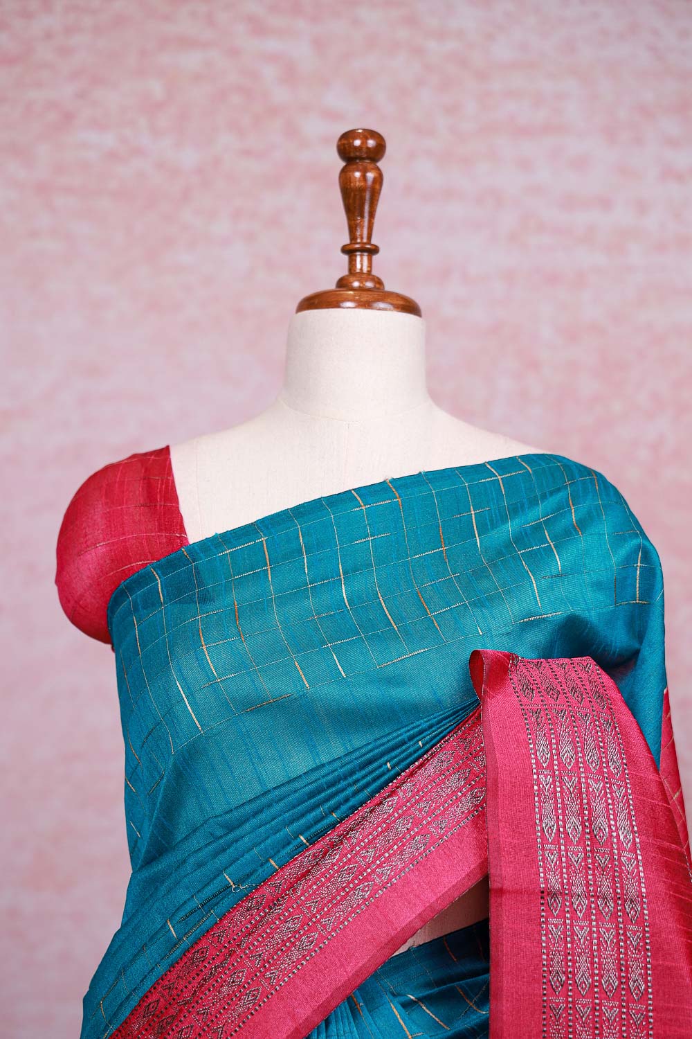 Bluish Green Semi Jute Saree - Seematti