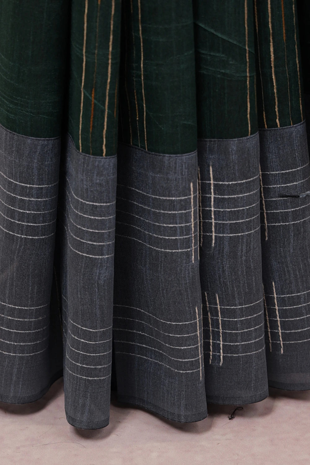Bottle Green Semi Jute Saree