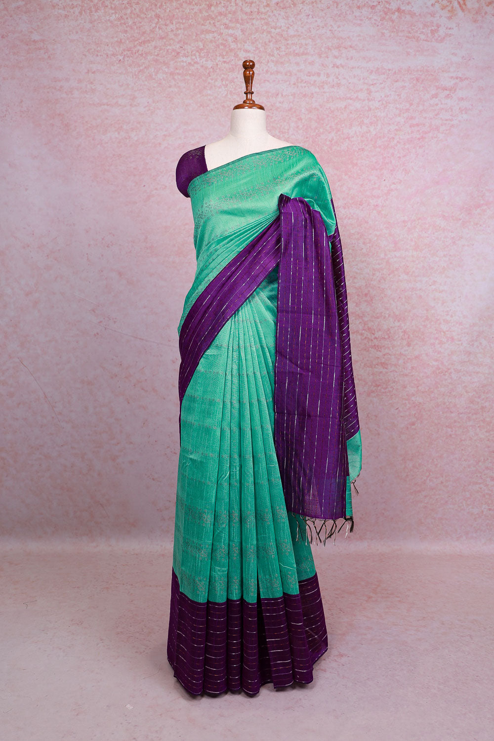 Light Green Semi jute Saree - Seematti