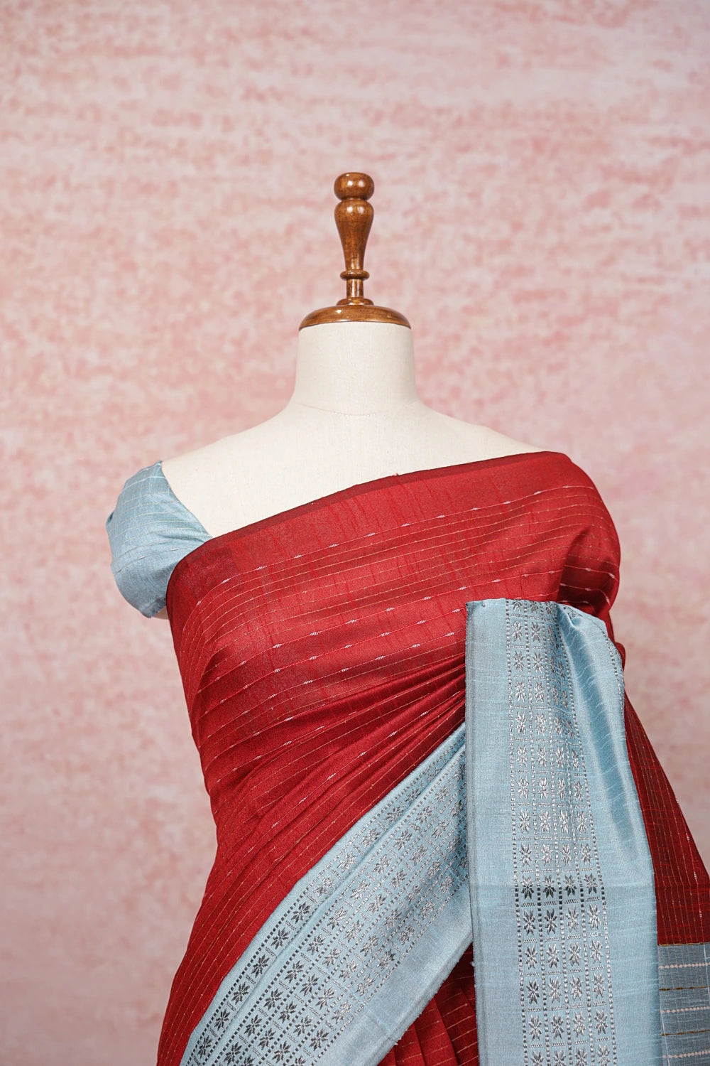 Maroon Semi Jute Saree