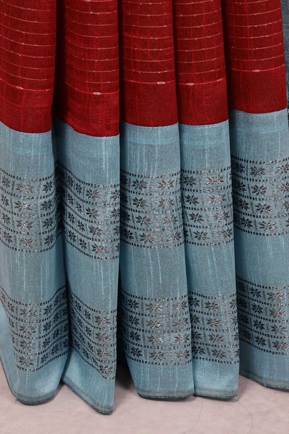 Maroon Semi Jute Saree
