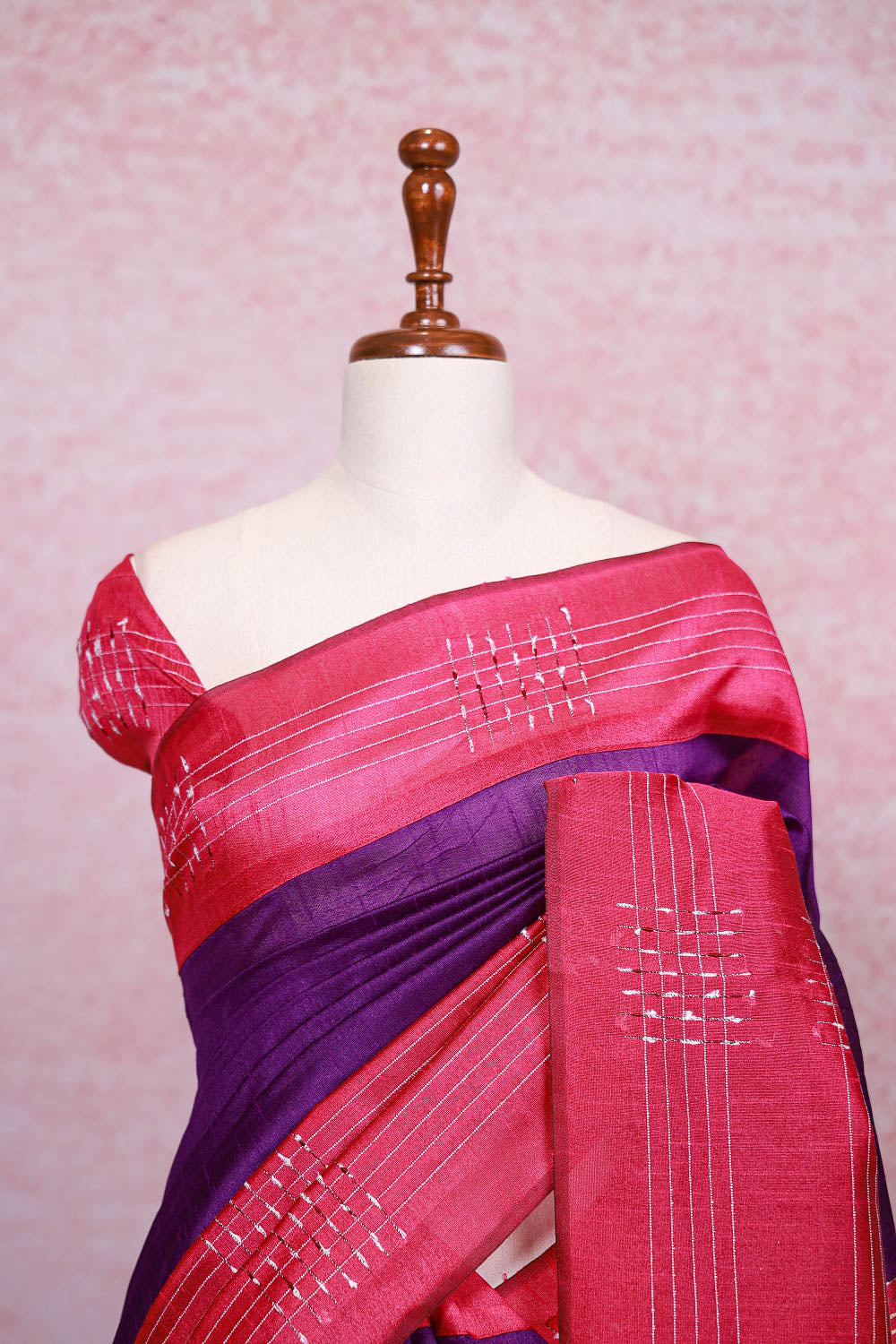 Purple Semi Jute Saree - Seematti