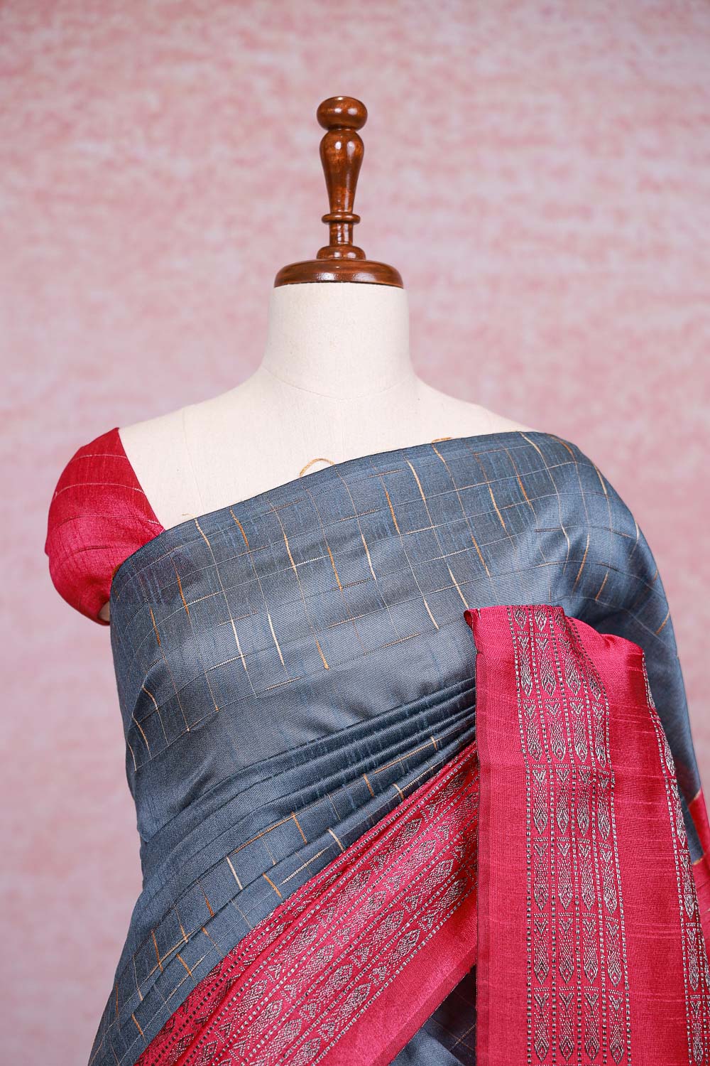 Ash Semi Jute Saree - Seematti