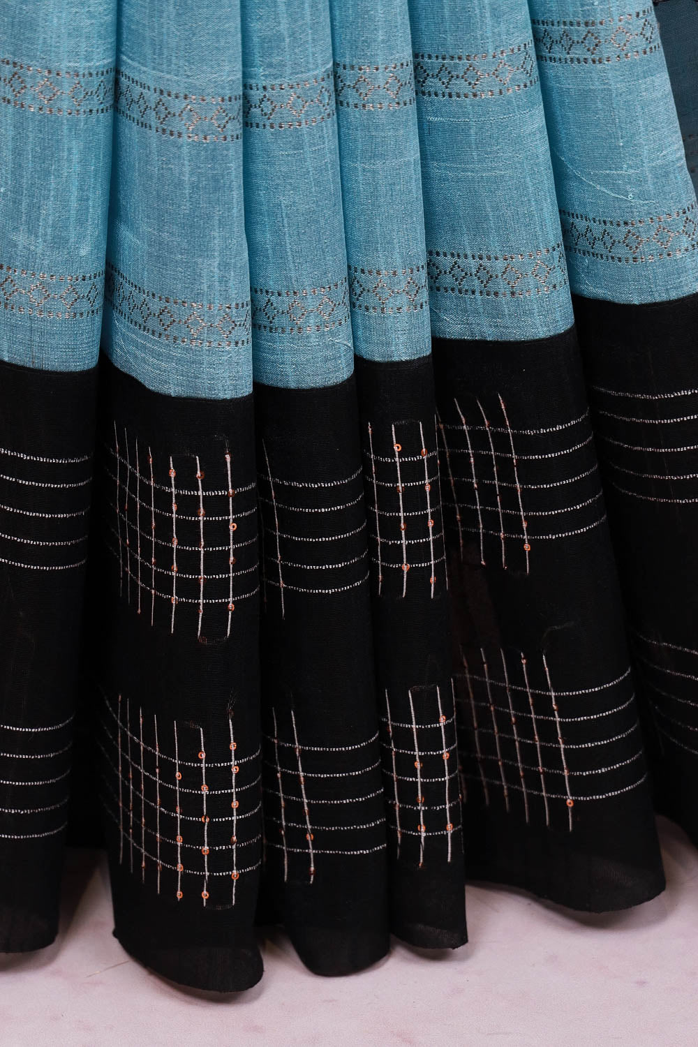 Powder Blue Semi Jute Saree