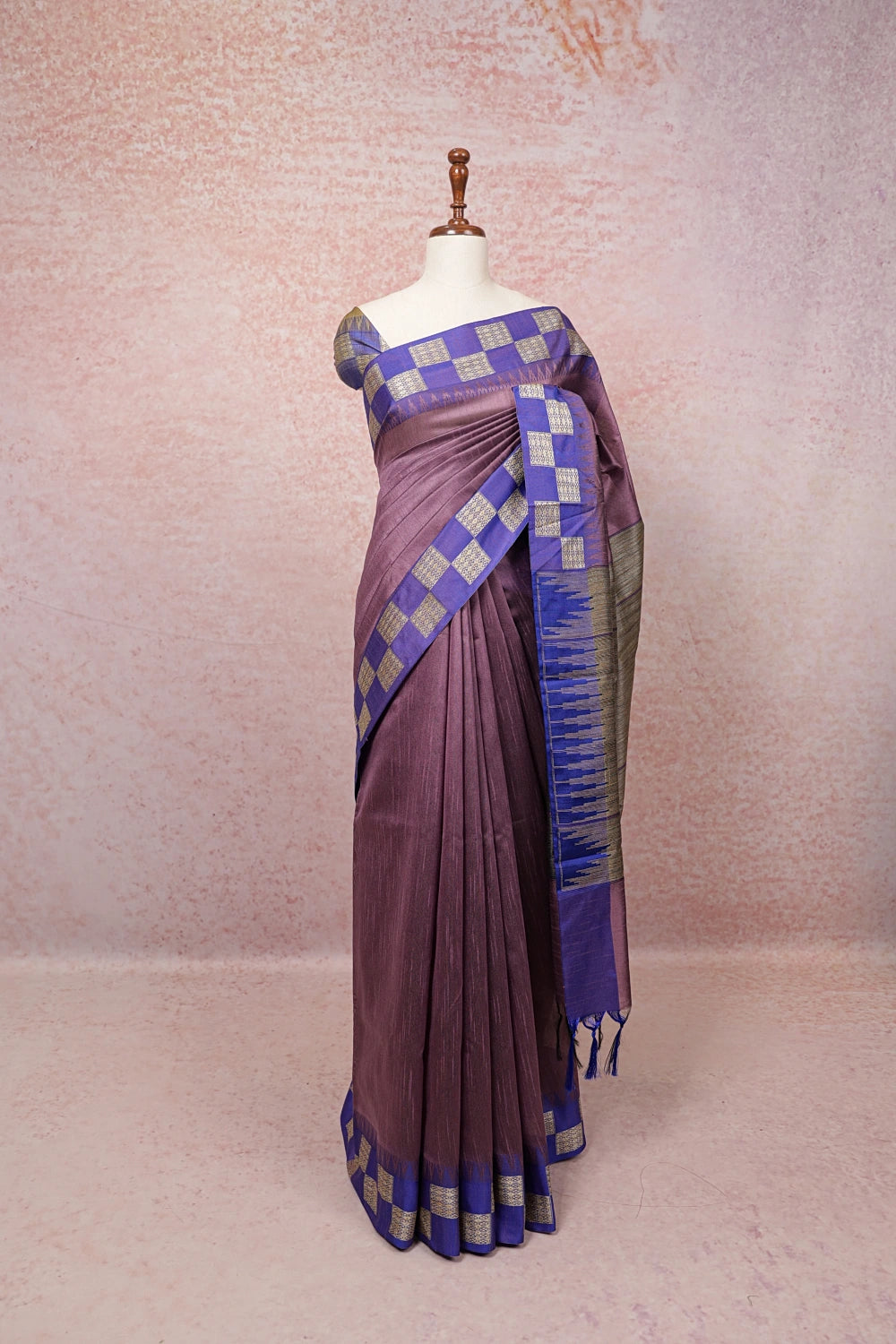 Medium Lavender Color Semi Jute Saree