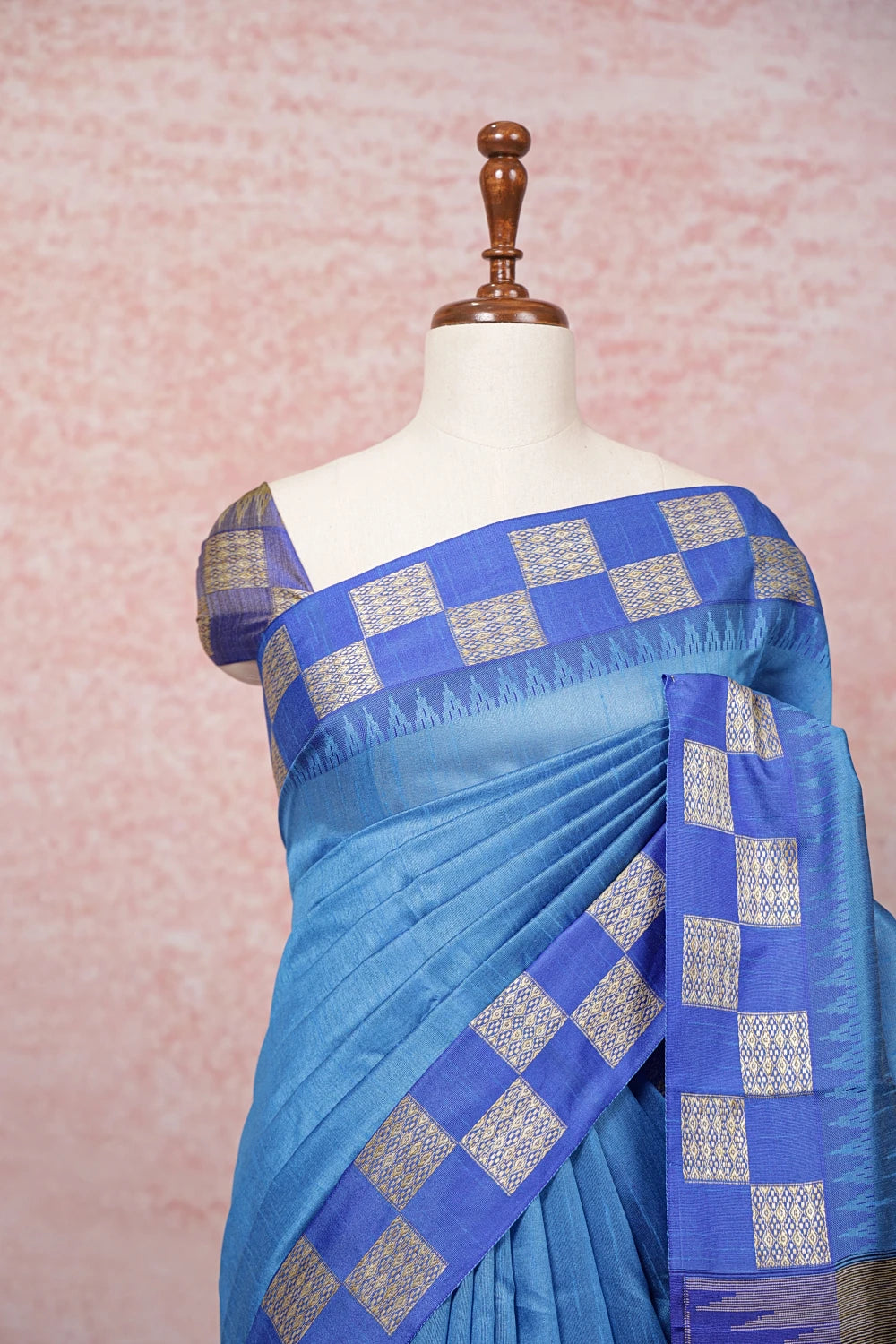 Blue Semi Jute Saree