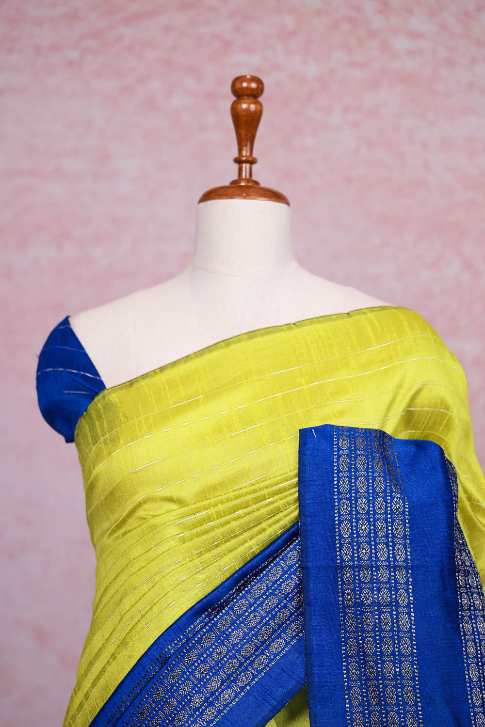 Lime Green Semi Jute Saree