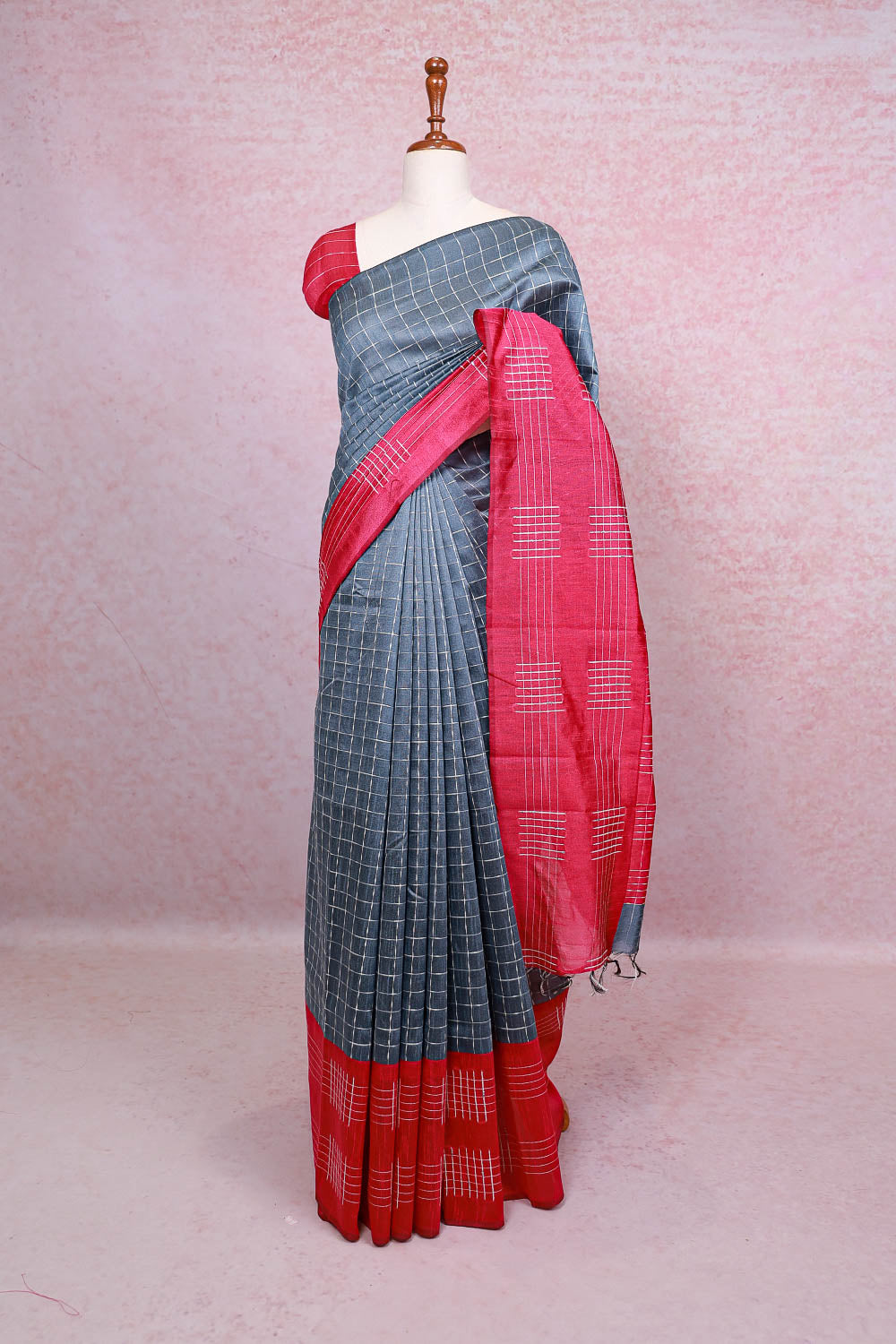 Ash Semi Jute Saree