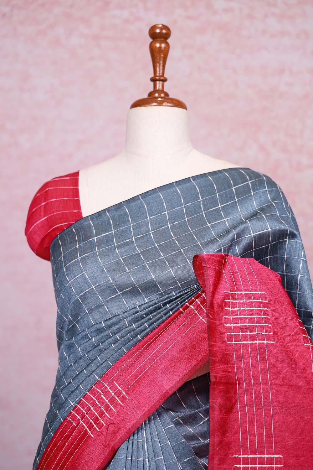 Ash Semi Jute Saree