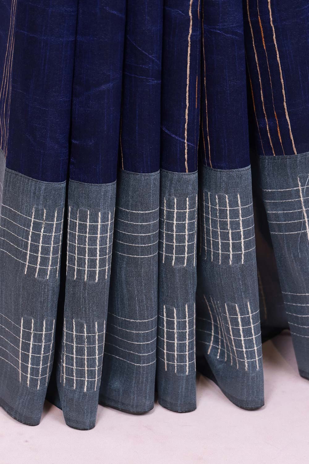 Navy Blue Semi Jute Saree