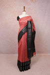 Coral Peach Semi Jute Saree