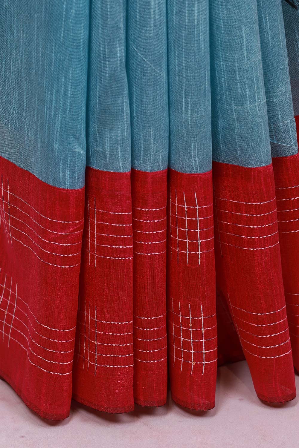 Powder Blue Semi Jute Saree - Seematti