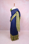 Navy Blue Semi Jute Saree - Seematti