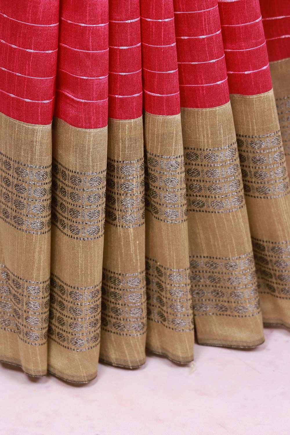 Pink Semi Jute Saree - Seematti