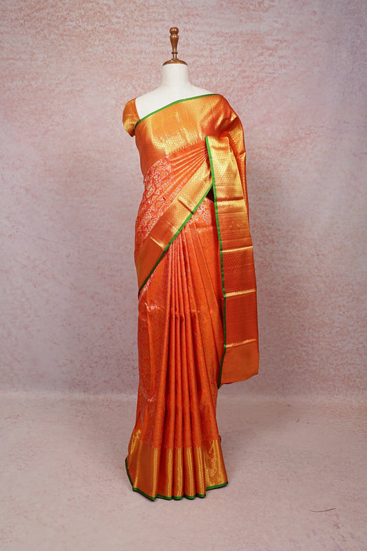 Orange Kancheepuram Silk Saree