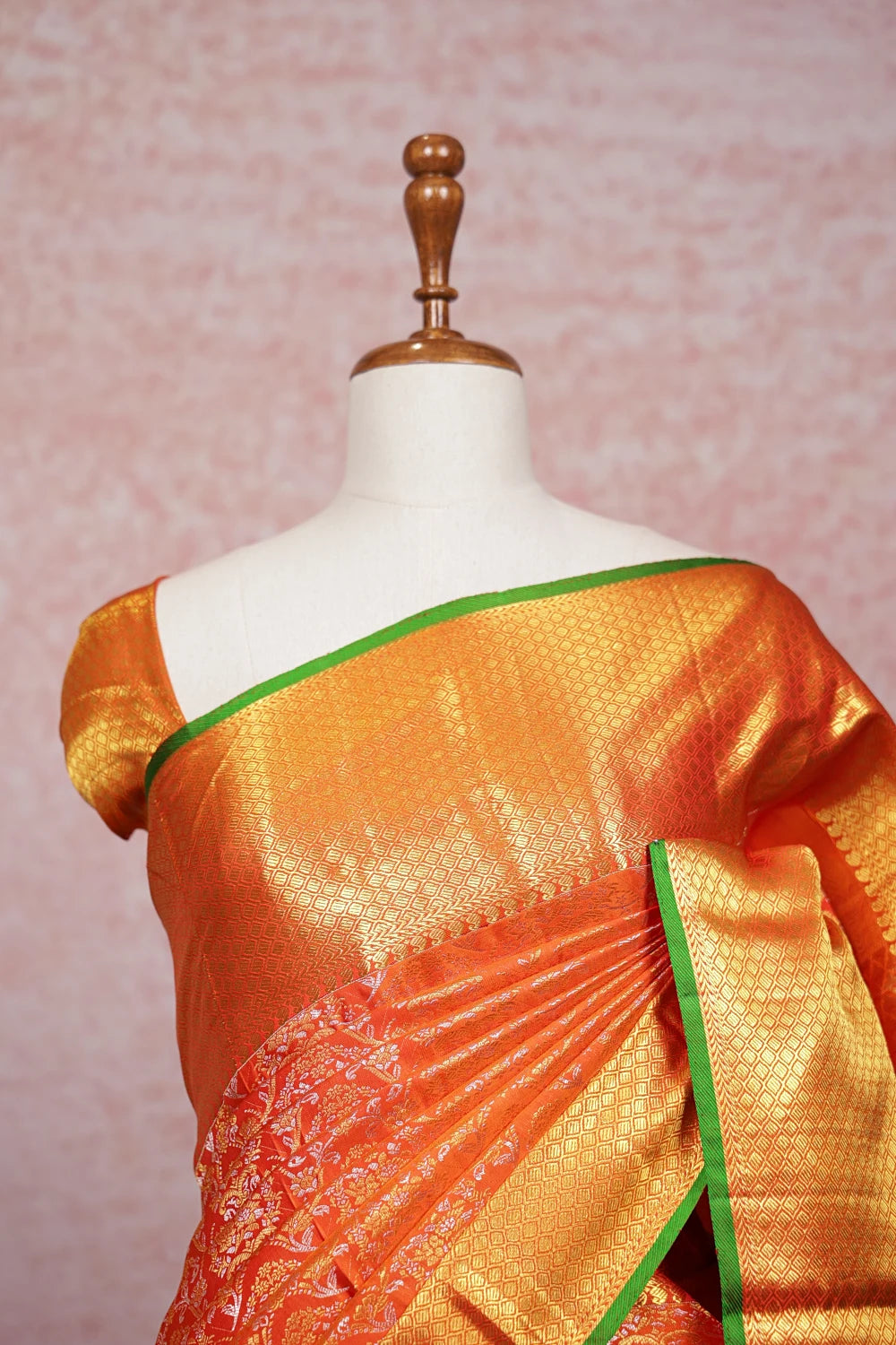 Orange Kancheepuram Silk Saree