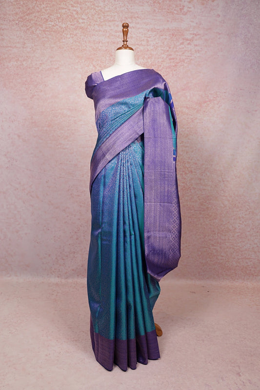 Peacock Blue Kancheepuram Silk Saree
