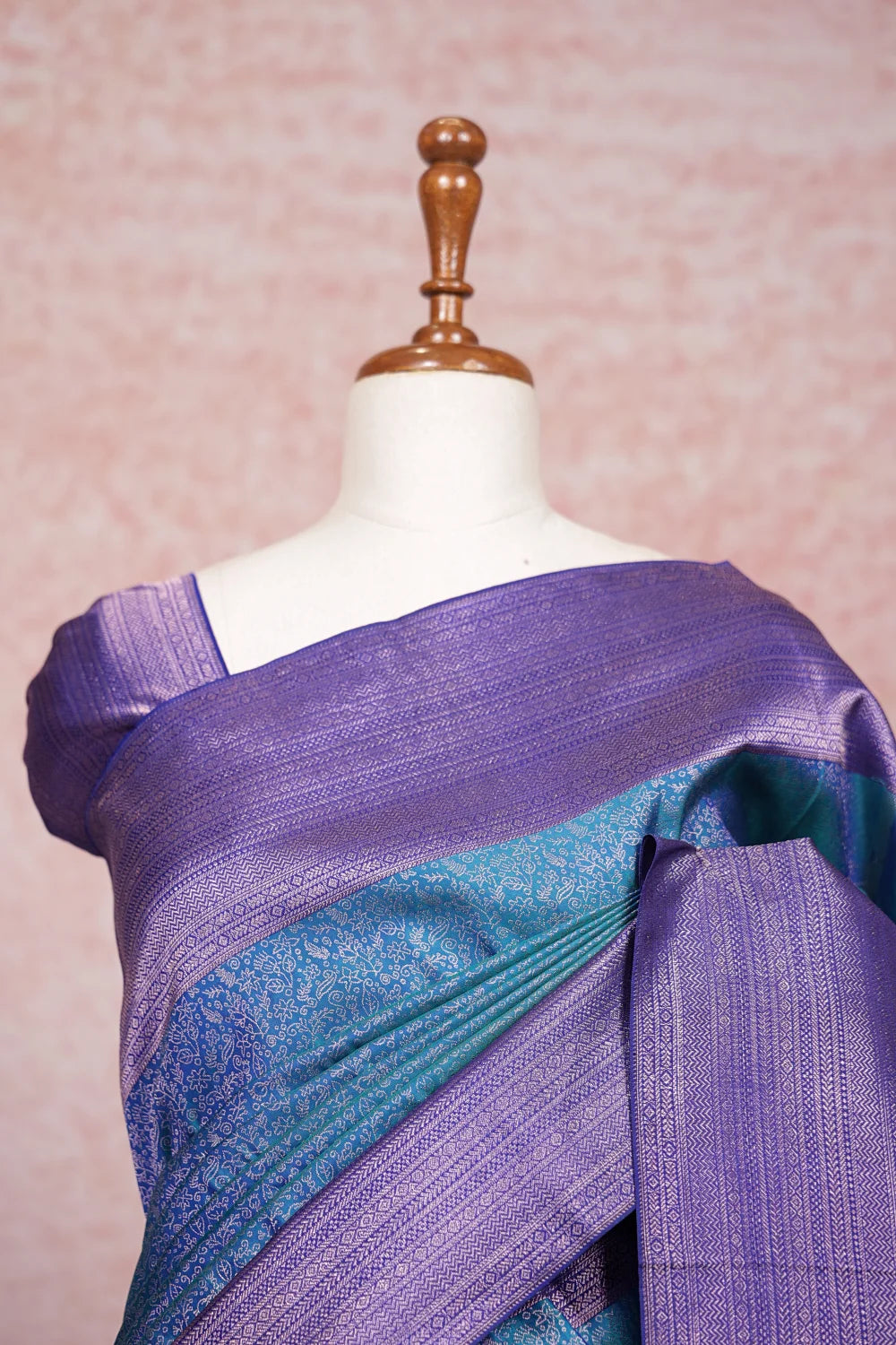 Peacock Blue Kancheepuram Silk Saree