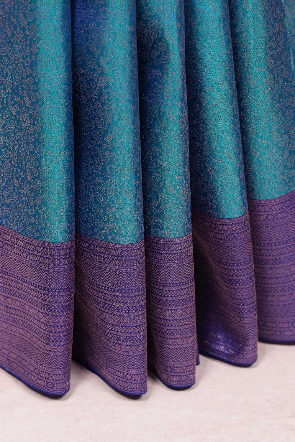 Peacock Blue Kancheepuram Silk Saree
