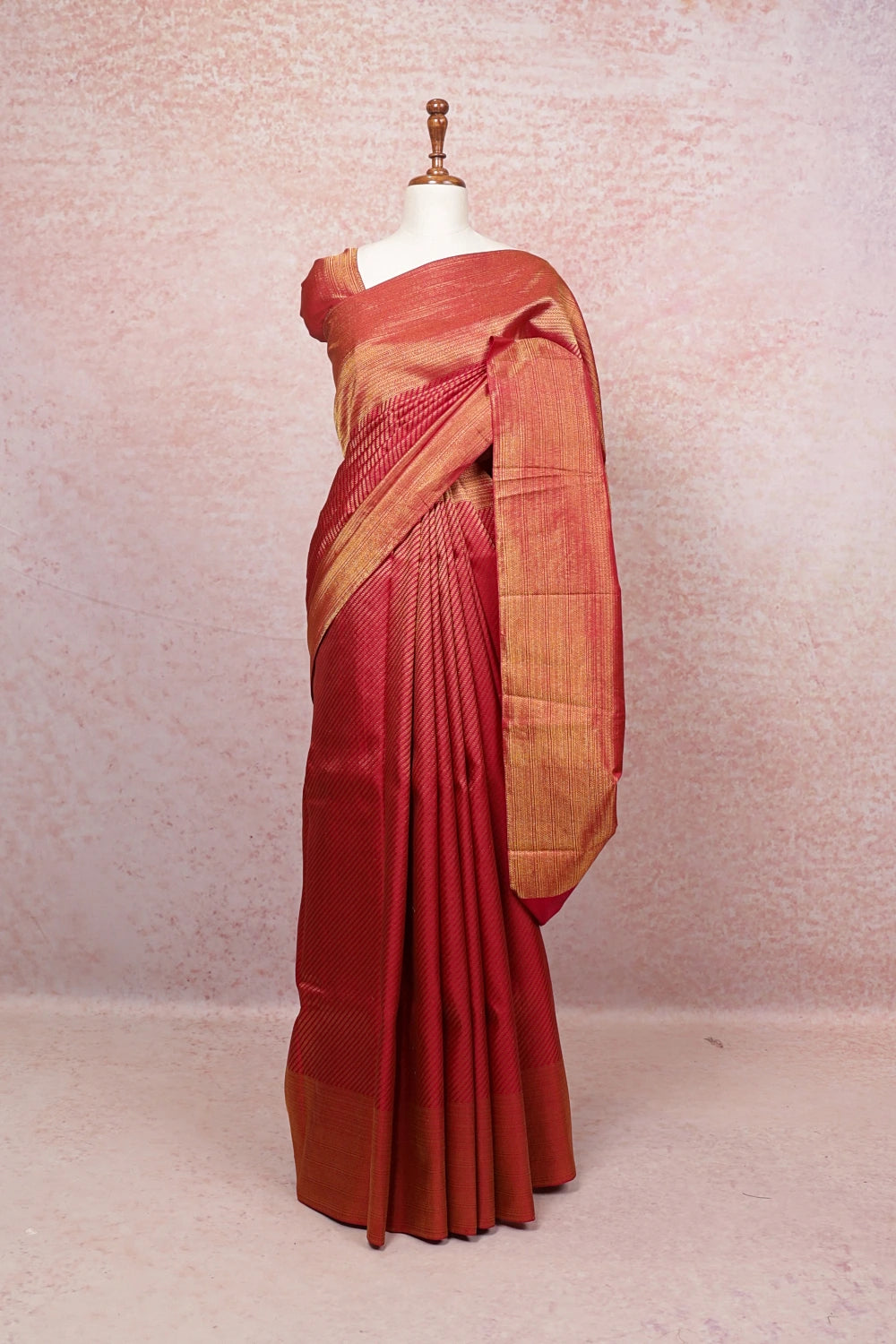 Reddish Maroon Kancheepuram Silk Saree