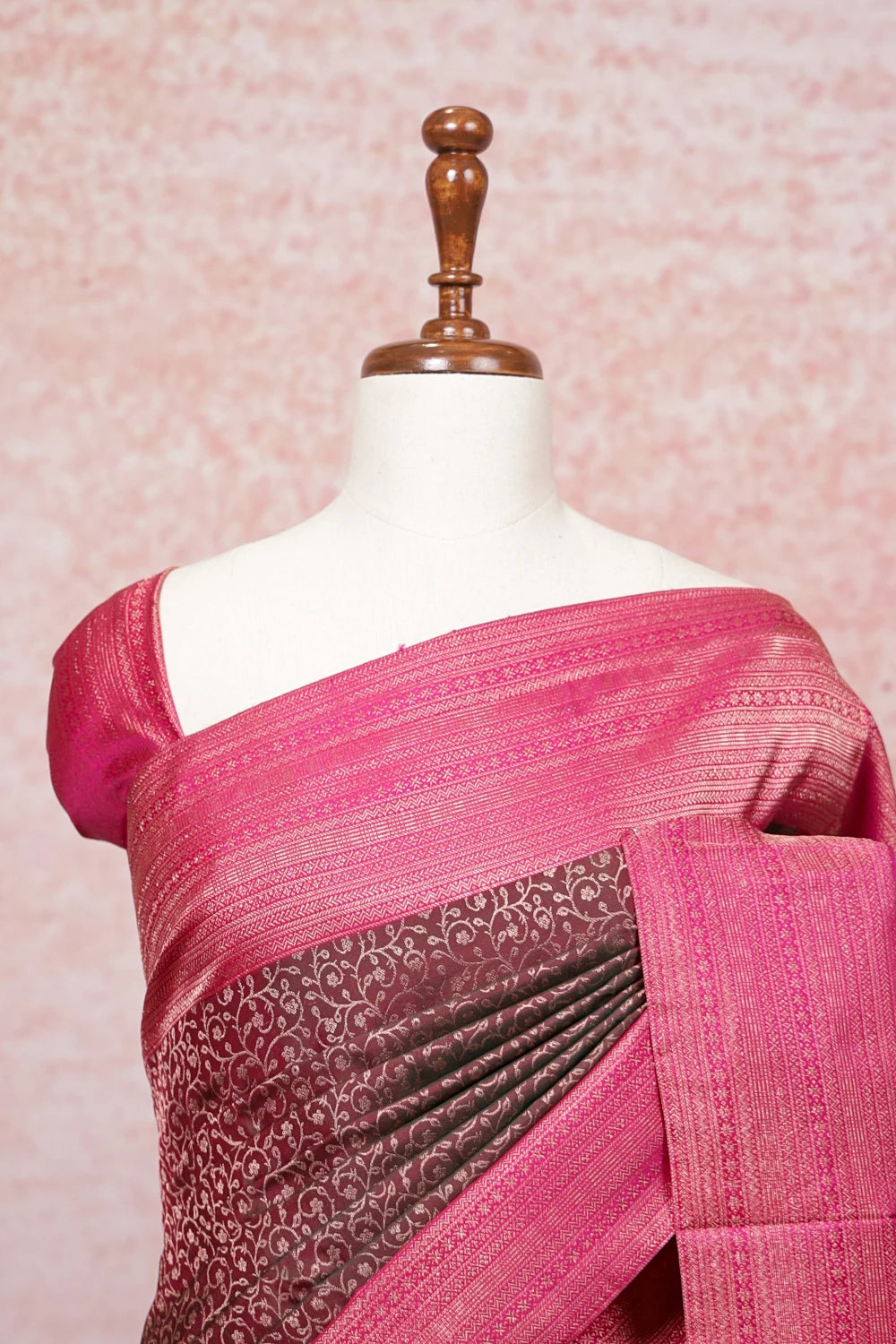 Green Pink Dual Tone Kancheepuram Silk Saree