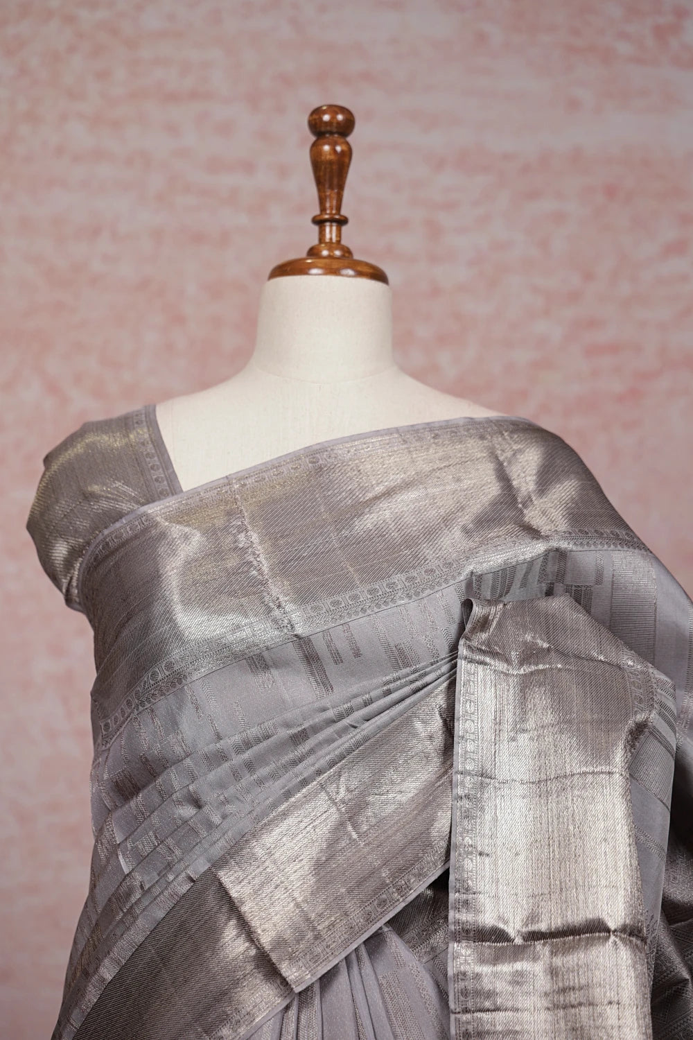 Ash Kancheepuram Silk Saree