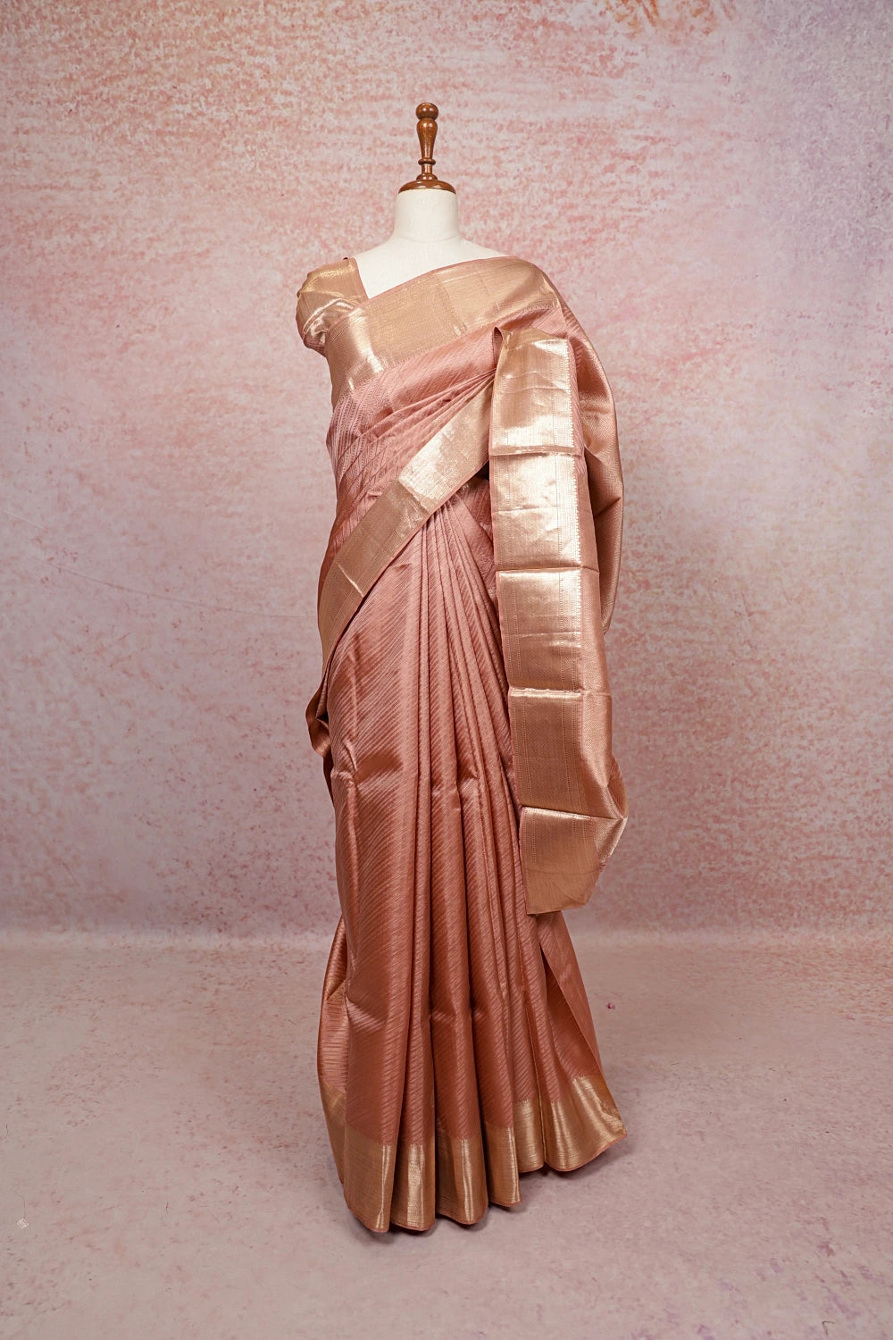 Skin Peach Kancheepuram Silk Saree
