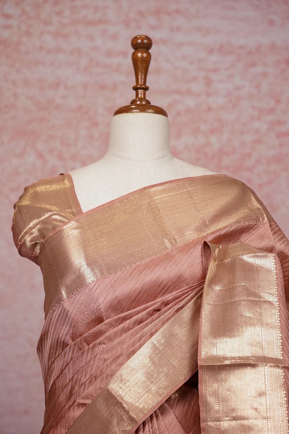 Skin Peach Kancheepuram Silk Saree