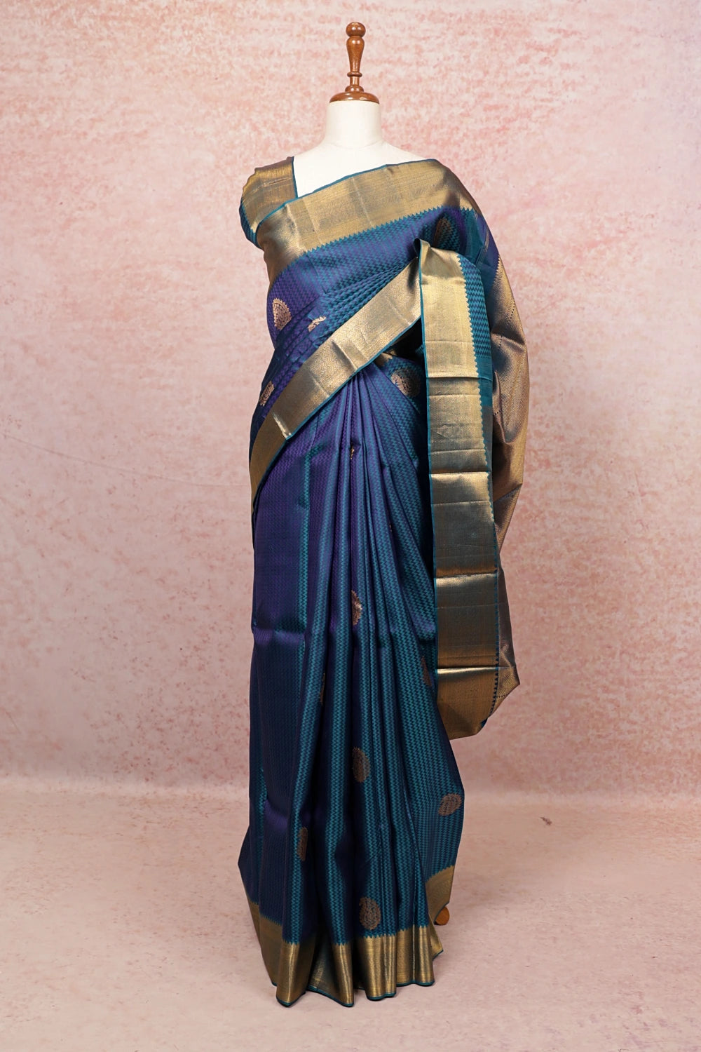Peacock Blue Kancheepuram Silk Saree