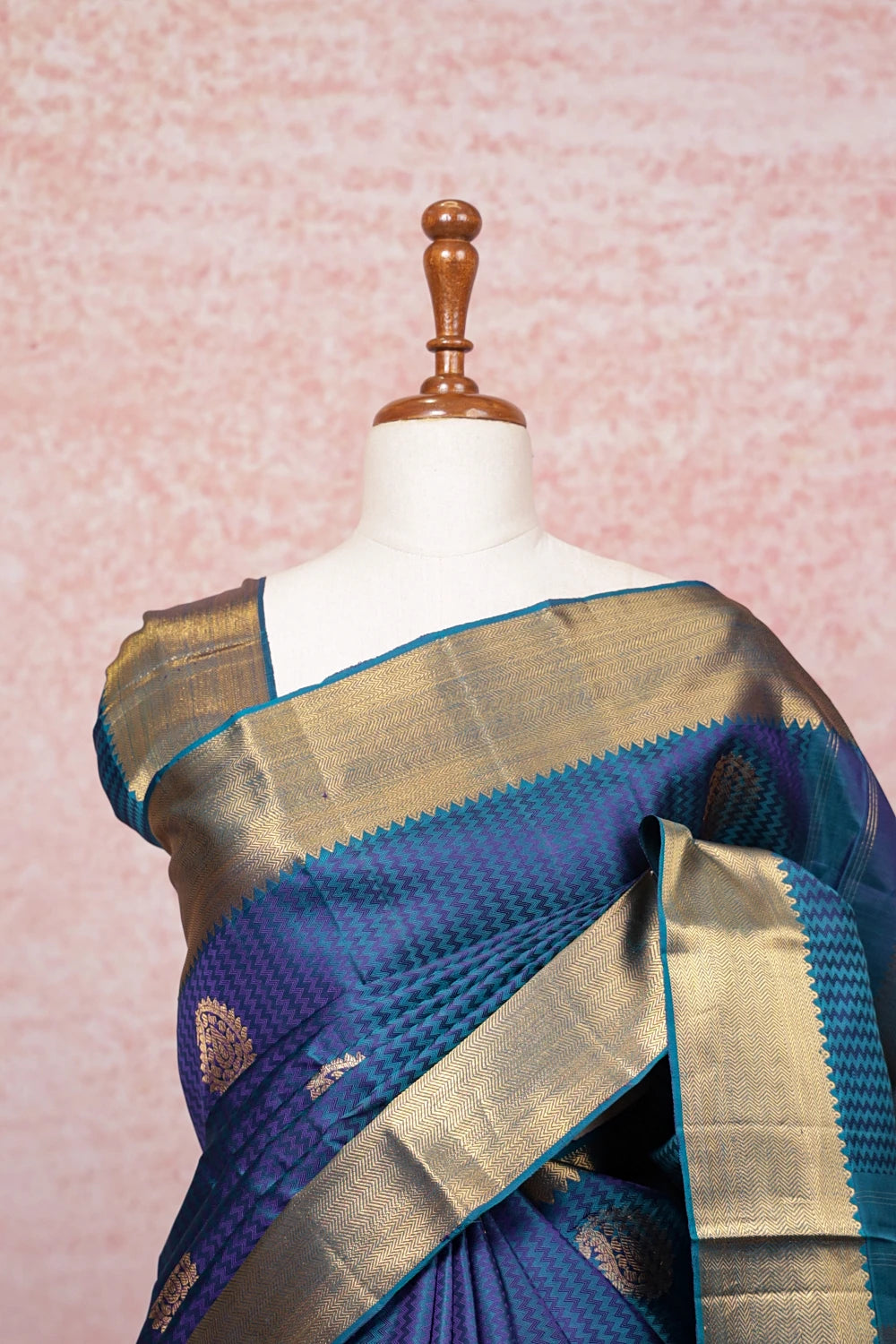 Peacock Blue Kancheepuram Silk Saree