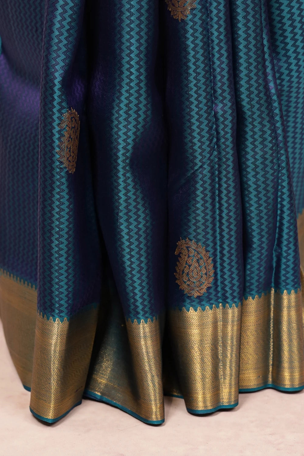 Peacock Blue Kancheepuram Silk Saree