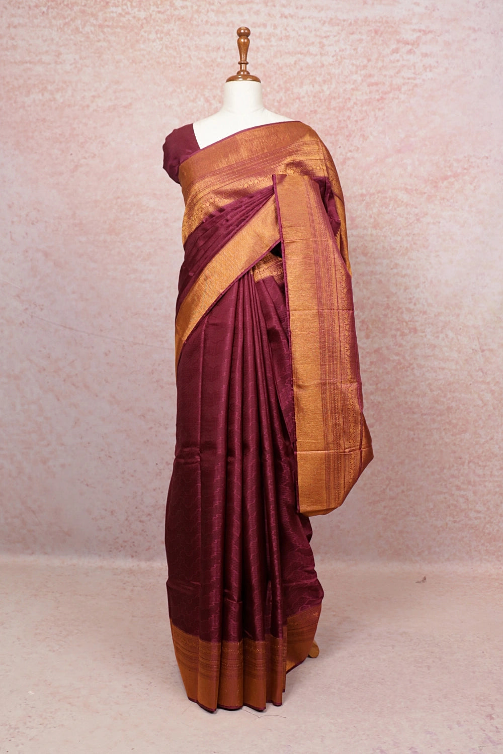Beetroot Wine Kancheepuram Silk Saree