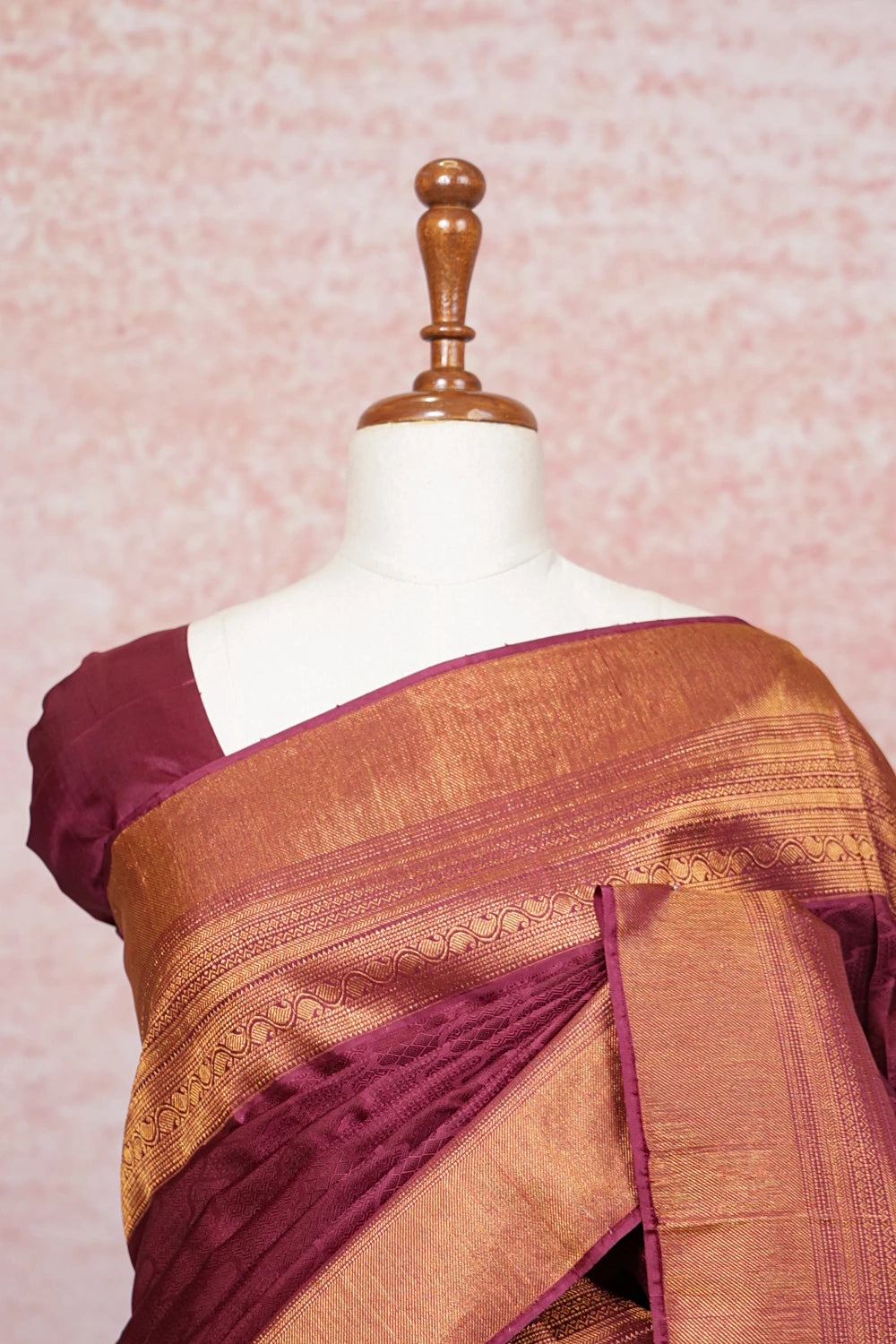 Beetroot Wine Kancheepuram Silk Saree