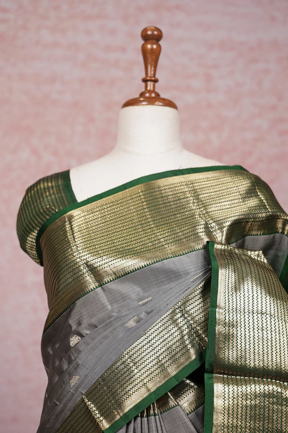 Ash Kancheepuram Silk Saree