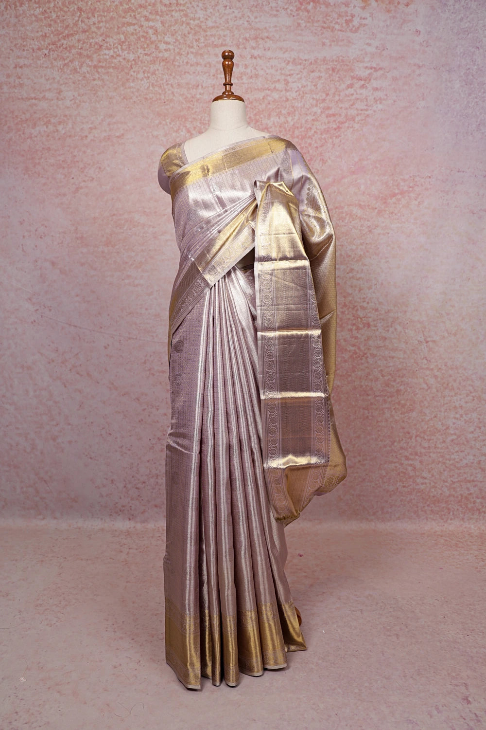 Pastel Lavender Kancheepuram Tissue Silk Saree