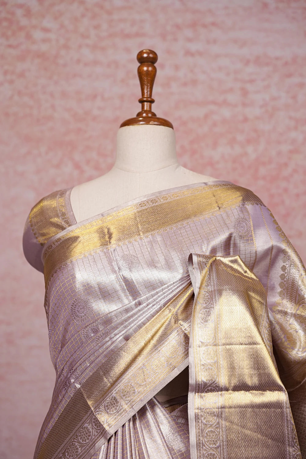 Pastel Lavender Kancheepuram Tissue Silk Saree