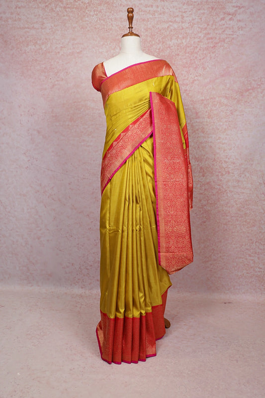 Lemon Green Kancheepuram Silk Saree