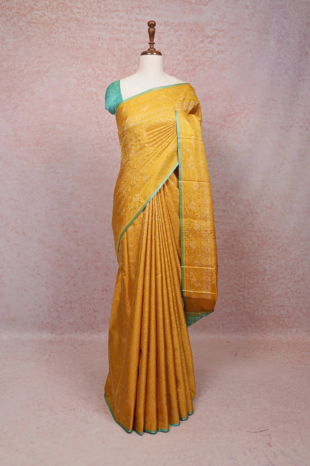 Mustard Yellow Kancheepuram Silk Saree